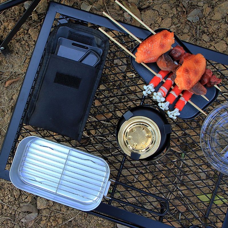 Portable Grill Pan with Handle Non Stick Barbecue Plate Camping