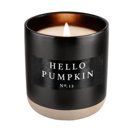 Sweet Water Decor Hello Pumpkin Soy Candle | Pumpkin, Warm Spices, Vanilla, and Whipped Cream Fall Scented Candles for Home | 12oz Black Stoneware Jar, 60+ Hour Burn Time, Made in The USA