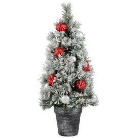 Northlight 3' Pre-Lit Potted Snowy Bristle Pine Artificial Christmas Tree, Warm White LED Lights