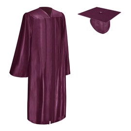 Endea Graduation Shiny Cap and Gown (Maroon, 48 (5'3" - 5'5"))