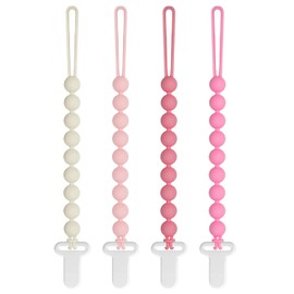 Clips para Chupete Bebés Niñas - Draklary Paquete de 4 Clips para Chupete de Silicona Calmante Soporte de Chupete para Bebé para Elementos Esenciales de Recién Nacido Regalo de Baby Shower Cumpleaños
