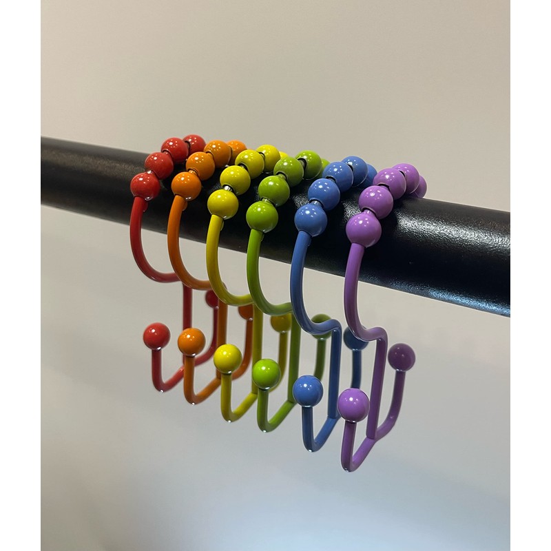 Qazvmlp Shower Curtain Hooks,304 Stainless Steel Shower Rings for Bathroom,Double