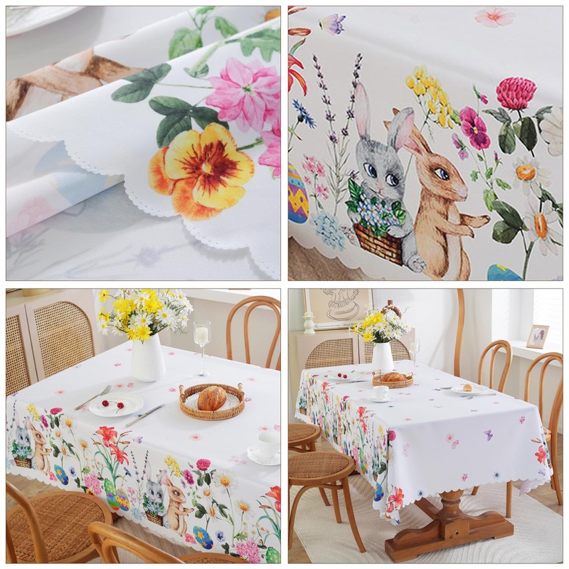 Romcade Easter Tablecloth 4.92 * 5.90ft Rectangular Table Cloth Cute
