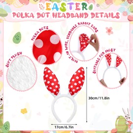 24 Pcs Easter Bunny Ears Headbands Glasses Set Easter Party Favor Bunny Costume Decoration Photo Booth Props Accessories