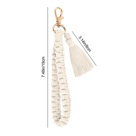 SUPECHUNYI Pack of 2 Key Chains Car Women's Key Chain Bracelet Beads Band Macrame Lanyard Short Lanyards Keychain Gift for Girls Mum and Women, Green & White