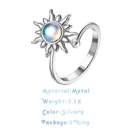 GAUEIOUR Sunflower Rotating Ring Adjustable Relieves Anxiety Open Ring Creative Ring Anti Stress Anxiety Women's Simple and Versatile Hand Jewelry