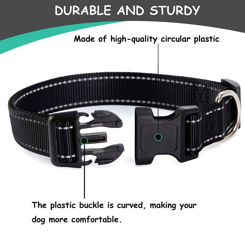 Petbuy Reflective Nylon Dog Collars 2pcs,with Quick Release Buckle,Adjustable Safety