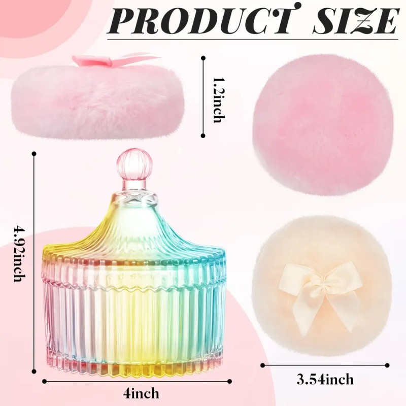 Set De Puff For Polvo Tioncy Con Contenedor Mariposa Morado