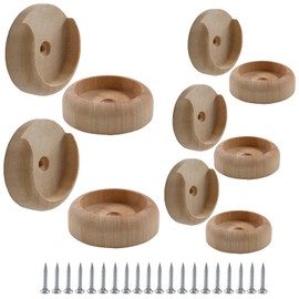 Jiozermi 10 Pack Wooden Closet Pole Sockets, 1-3/8" Closet Rod Holders Closet Rod Brackets Closet Pole Socket for Wardrobe Curtain Bathroom Clothing
