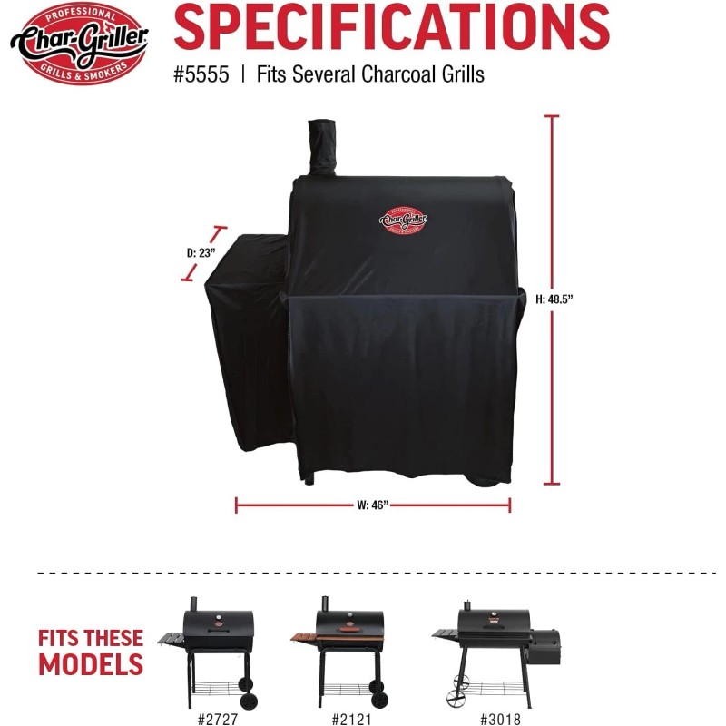 Char-Griller 23 In. Barrel Grill Cover Fits Models: 2123, 2823,