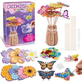 Craft Set Children from 6 Years, Gift Girls 5 6 7 8 Years, Craft Set Children 4 Years, Flowers, Birthday Craft Case, Bouquet with Sequins, Creative Set for Girls 5-12 Years (with Wooden Vase)