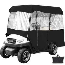 Happybuy Golf Cart Enclosure, 4-Person Golf Cart Cover, 4-Sided Fairway Deluxe, 300D Waterproof Driving Enclosure with Transparent Windows, Fit for EZGO, Club Car, Yamaha Cart (Roof Up to 78.7''L)