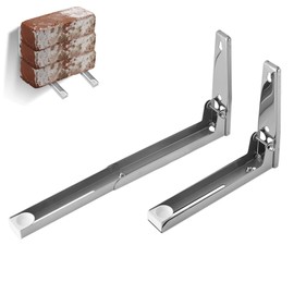 Wall Mount Rack Shelf, Stainless Steel Microwave Holder with Removable Hooks for Home Kitchen Accessories