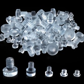 Pack of 100 PVC Door Stop Buffers, Elastic Rubber Dampers, Transparent Rubber Buffers, for Cabinet Doors, Drawers, Glass Tables, Anti-Collision, Buffering