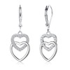 JeryWe 925 Sterling Silver Heart Dangle Earring for Women Silver