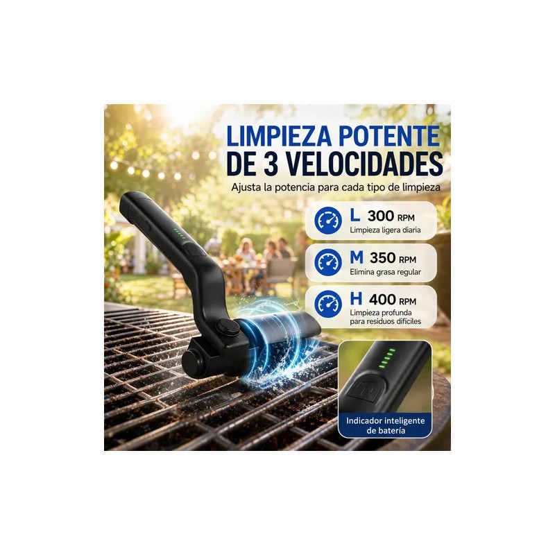 Cepillo Eléctrico Para Asador Bbq 3 Velocidades De Limpieza