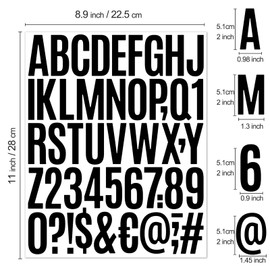 480 calcomanías de vinilo impermeables de 7.62 cm para alfabeto y números, autoadhesivas para buzones de correo, ventanas, puertas, carteles, vehículos y más (negro, 2 pulgadas)