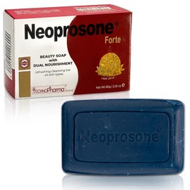 NEOPROSONE| Jabón Exfoliante y Blanqueador en Barra | Exfoliante facial y corporal con granos de albaricoque | Reduce manchas oscuras e impurezas, suaviza e hidrata la piel | 80 g