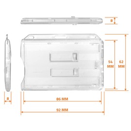 Karteo ID Card Holder with Retractable ID Card Holder [Pack of 1] Black with Clip and Carabiner Hook Card Holder Horizontal for Two Cards Transparent