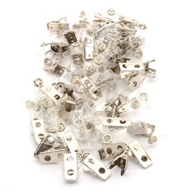 CKB LTD Pack of 50 ID Badge Clips Metal Crocodile Clips and Plastic Straps - Used for Fastening Business Visitor Name Tag Security Pass Card Holders