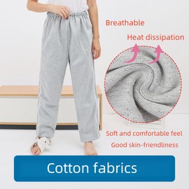 KUMUROETA Pants for Fracture Surgery,Bedridden Patients,Open-Crotch Pants for Adults,Disabled Clothing,Side Zipper Pants,Suitable for Paralyzed,Patients with Leg Casts and Limited Mobility,Grey