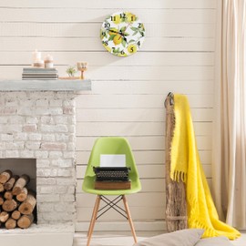 Britimes Round Wall Clock Silent Non-Ticking Battery Operated Clock 10 Inch, Summer Lemon Home Decor for Living Room, Kitchen, Bedroom, and Office