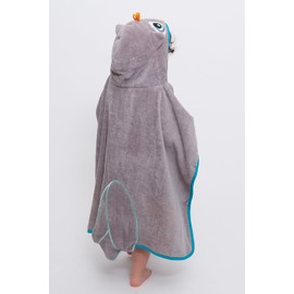 Owl Velour Poncho Hooded Towel, 30" x 28", Grey, Frenchie Mini Couture