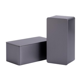 Tianhui Rectangle Metal Boxes Tin container for Small Storage Container Kit with Lid Keeping Biscuit,Tea,Coffee,Cookies, Food,Flour,Baked Goods Storage 6.3 x 3.15 x 2.68 inch (Grey)