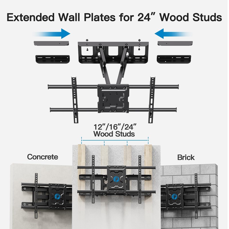 Full Motion TV Wall Mount Articulating Arms Swivel Tilt Rotation