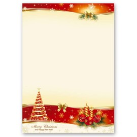 Writing Paper Set, 40 Pieces Christmas Letter Paper, Contemplative Christmas 20 Sheets Writing Paper + 20 Matching Envelopes DIN Long without Window Paper-Media