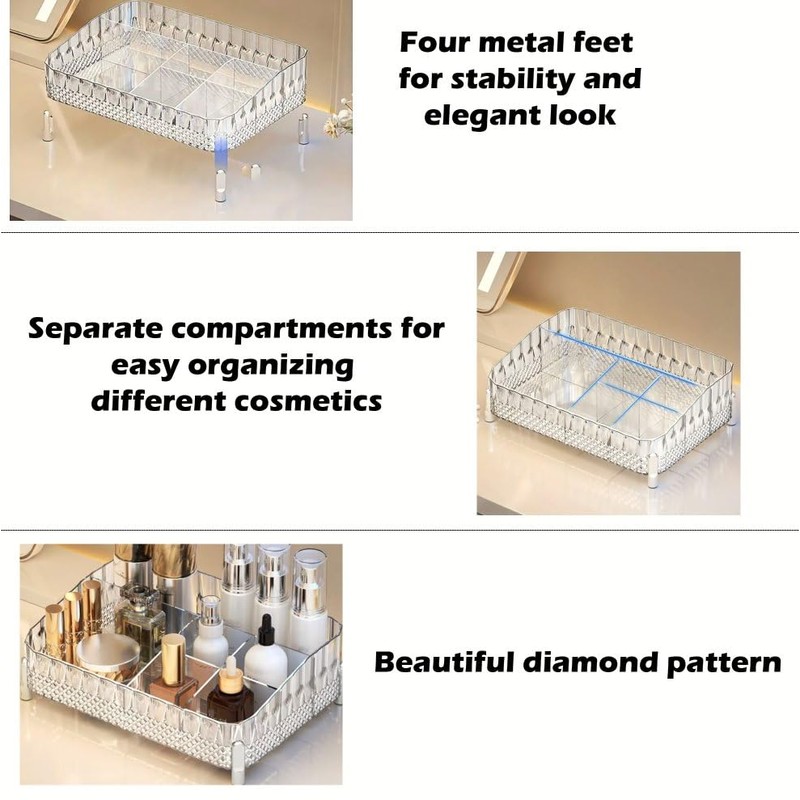 NOBLEPOSH Luxury Makeup Organizer, Vanity Countertop Organizer, Elegant Makeup &