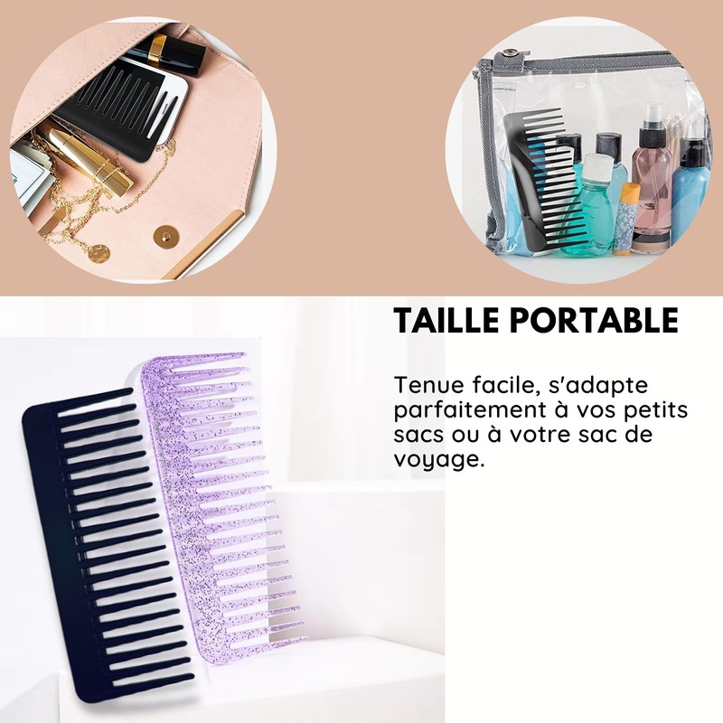 Kamm mit breiten Zähnen, Schwarz (Violett)