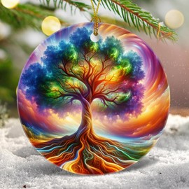 Christmas Tree Decorations Tree of Life Ornament, Smooth Ceramic Christmas Tree Ornaments, Xmas Decorative Hanging Ornaments, Christmas Decor Indoor Home Party Gifts Souvenir Tree of Life