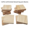12PCS Unfinished Wood Square Blocks for Crafts, 4x4x0.8in Blank Wooden