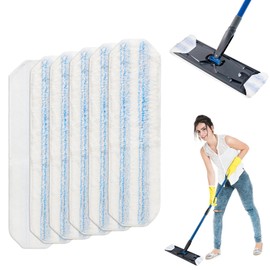 Pack of 6 Microfibre Mop Pads Replacement Compatible with Vileda H2Pro & O-Cedar, Washable & Reusable Flat Mop Mop Pads, Floor Mop Replacement Cover for All Hard Floors