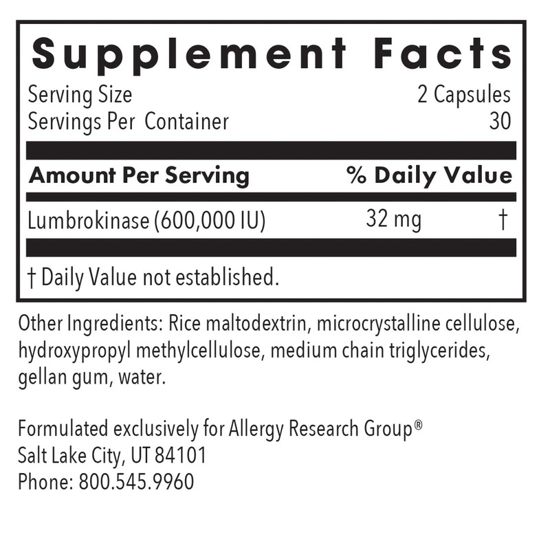 Allergy Research Group Allergy Research Group Lumbrokinase Supplement - Circulatory