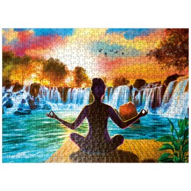 MyPuzzle Waterfall Yoga - Premium 500 Piece Jigsaw Puzzle for Adults