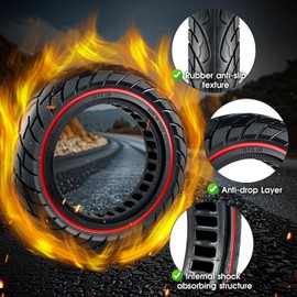 10x2.125 Inch Scooter Solid Tire for Gotrax G4/XR/V2 Ninebot F25/F65 Electric Scooter Front or Rear Replacement Tire (2 Pack Red)