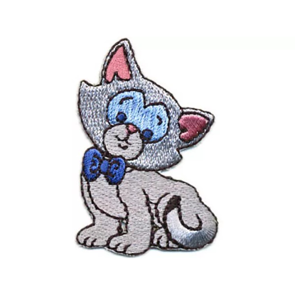 Unbranded Embroidered Iron-On Applique Kitty with Bow tie, 1+1/2 x