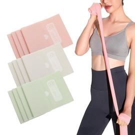 Set of 3 Fitness Bands - Gymnastics Band 1500 - 2000 x 150 x 0.35 mm - Resistance Bands with 3 Levels - TPE Material - Muscle Strengthening - for Yoga, Pilates (Pink, Green, Grey)