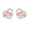 MOM Stud Earrings 925 Sterling Silver for Women - Heart
