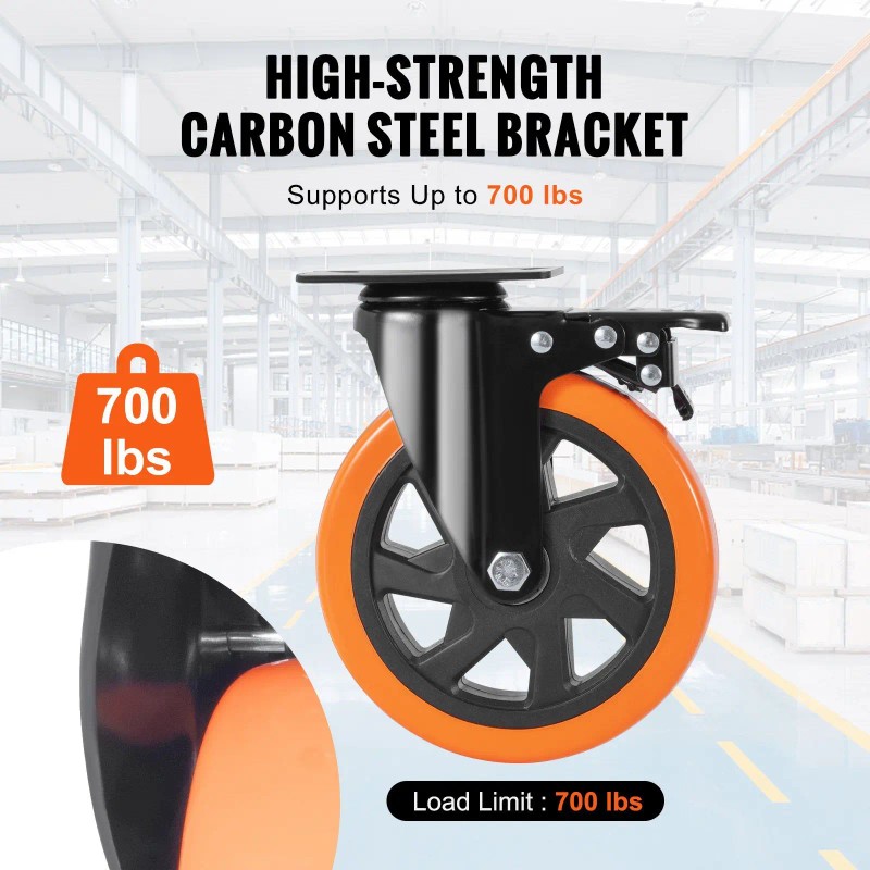 6 Inch Swivel Plate Casters Set 4 Heavy Duty 700