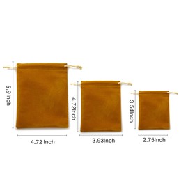 YoungJewl 50Pcs Velvet Jewelry Bags With Drawstring Orange Pouches Gift Bags for Wedding Favors Party Christmas Candy Bag（2.8x3.6Inches）