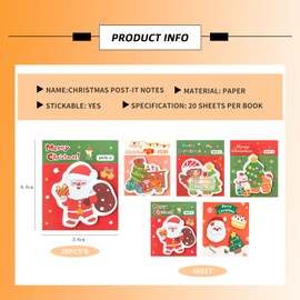 EKSMA 40 Pieces Christmas Notepad Winter Theme Self Sticky Notes Holiday Memo Notes, Christmas Memo Pad Notes Winter Holiday Theme Self Sticky Notes for Work Study Decoration Present