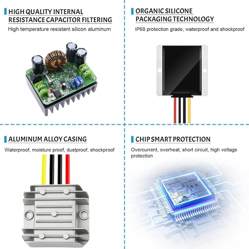 Voltage Converter 24 V to 12 V 20 A, DC