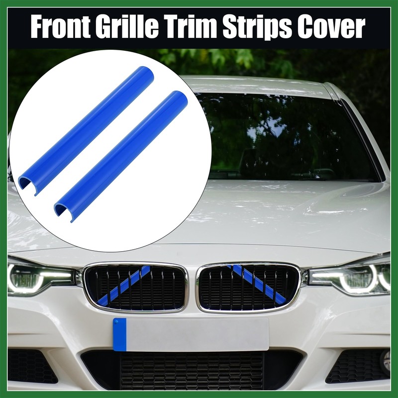 Motoforti Pair Front Grille Trim Strips Cover Blue ABS Replacement