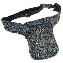GURU SHOP Stoff Sidebag & Gürteltasche, Goa Gürteltasche - Schwarz, Herren/Damen, Baumwolle, Size:One Size, 27x20x4 cm, Festival- Bauchtasche Hippie