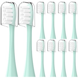 Compatible with Lumineux Electric Toothbrush Replacement Brush Heads,for Lumineux Sonic Electric Toothbrush,with Dust Cover,10 Pack (Light Green, Medium)