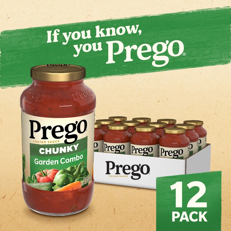Prego Chunky Garden Combo Pasta Sauce, 23.75 Oz Jar (Case