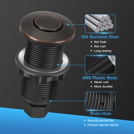 Garbage Disposal Air Switch Kit, UL Certified Garbage Disposal Button Power Module, Sink Top Waste Disposer On/Off Switch Rubbed Bronze